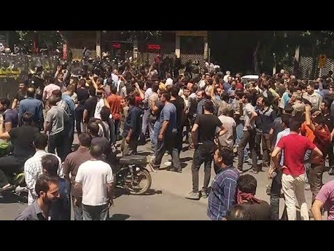 IRAN, August 1, 2018. Protests erupt for the second day in Shapour, Isfahan
