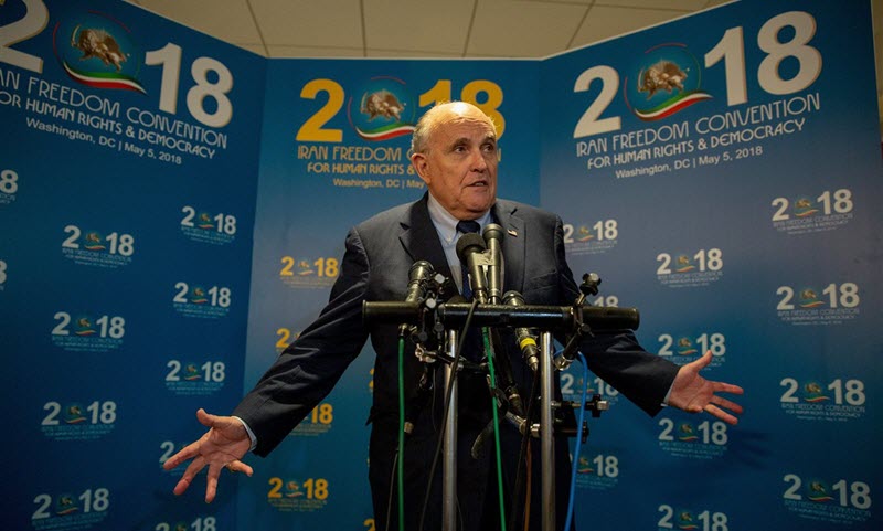 Rudy Giuliani attended the Iran Freedom Convention on Saturday, May 5, 2018