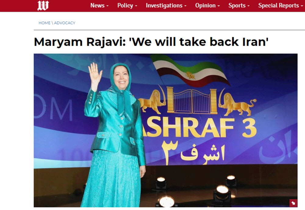 Washington Times Prints Maryam Rajavi Speech From Free Iran Convention