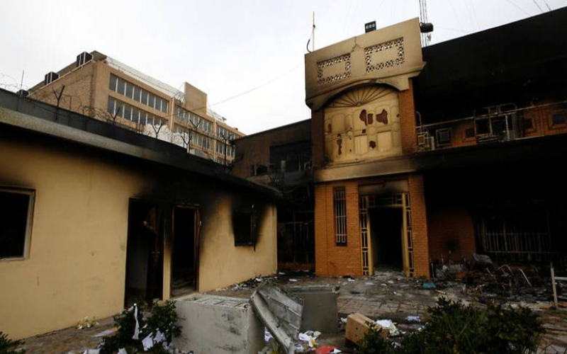 Photo of Iran's burnt consulate in Najaf, southern Iraq