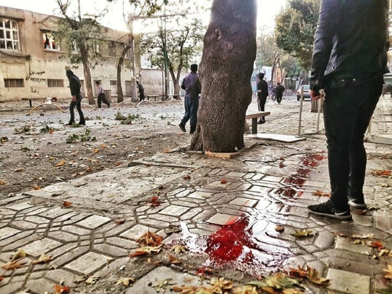 This is what was going on in Iran during mass protests. City of Marivan, blood of a protestor killed by IRGC