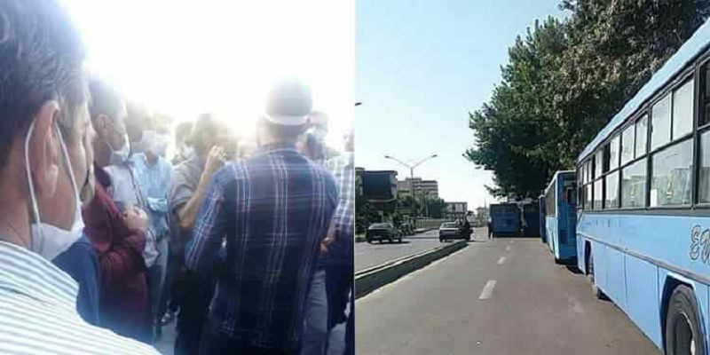 Bus drivers of Urmia went on strike on 3 August 2020, expressing their anger about the non-payment of their wages.