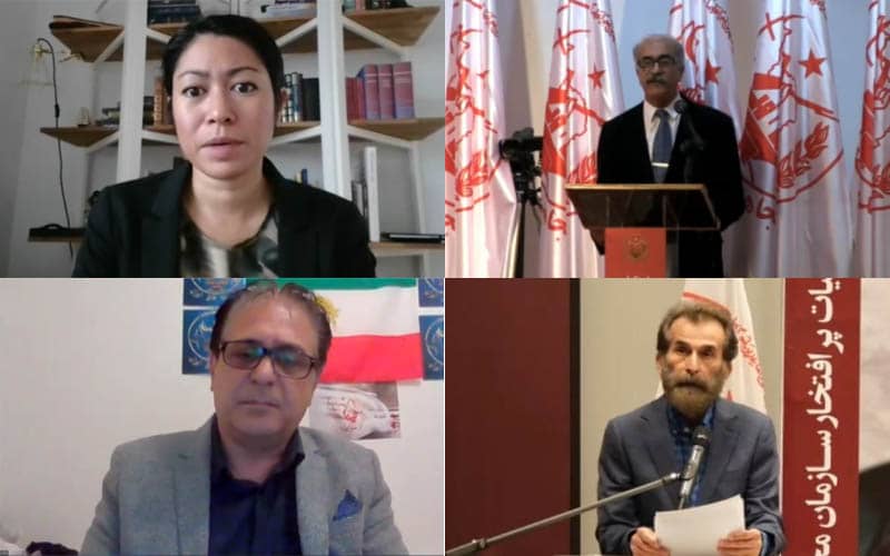 PMOI-MEK supporters in Sweden at the Iranian online conference in support of domestic protests for freedom, justice, and equality in Iran—September 5, 2020