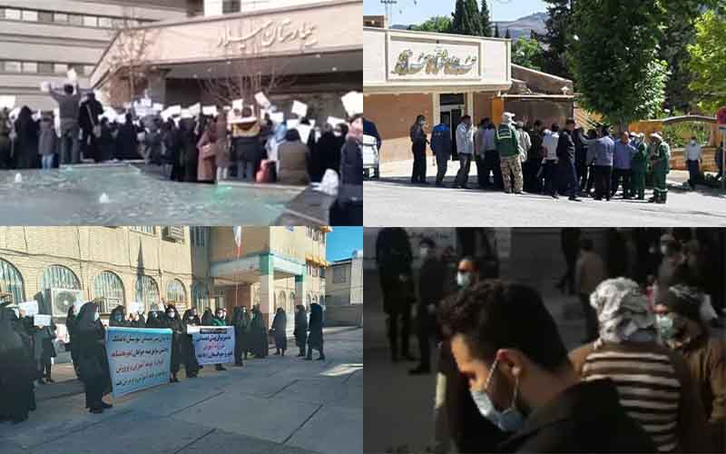 On January 12, Iranian citizens continued their protests against the regime’s plundering policies through five rallies in various cities.