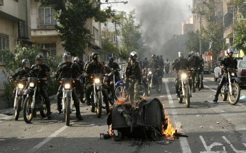 Iran’s Basij force suppressing the people’s protest (Image: Archive)