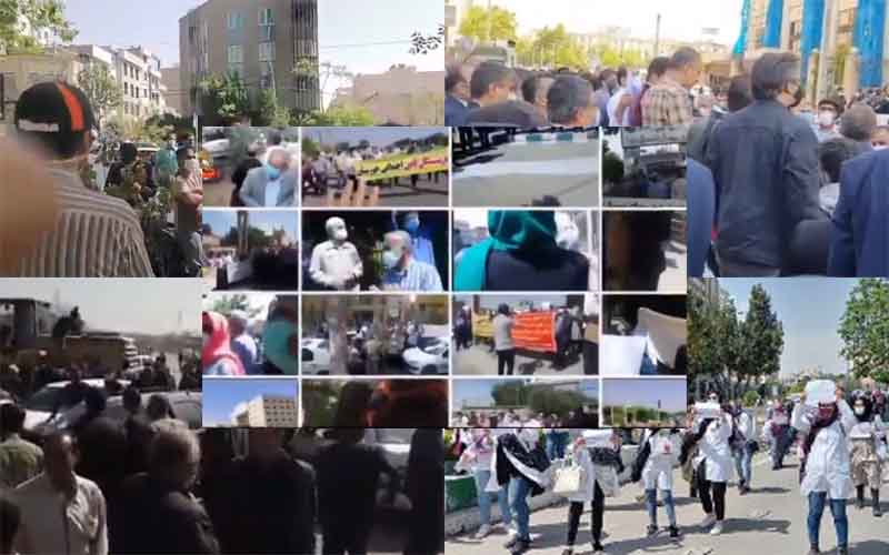 From April 14 and 18, citizens in Iran staged at least 59 rallies and protests in various cities, venting their anger over the government’s plundering and profiteering policies.