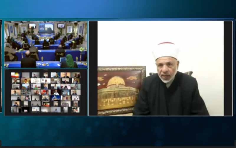 Sheikh Taissir Tamimi, chief Islamic judge of the Palestinian National Authority (PNA), at the international online session marks Ramadan—April 14, 2021