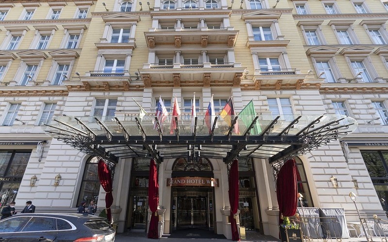 Grand Hotel Wien' in Vienna, Austria, where closed-door nuclear talks with Iran take place.