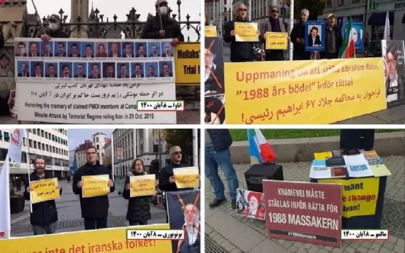 Supporters of the People's Mojahedin Organization of Iran (MEK/PMOI) in different countries of the world in the global call for the international trial of the Iranian regime President Ebrahim Raisi, famous as the 'butcher of Tehran.'