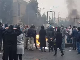 Iran’s people protest after the increase of the gasoline price in November 2019.