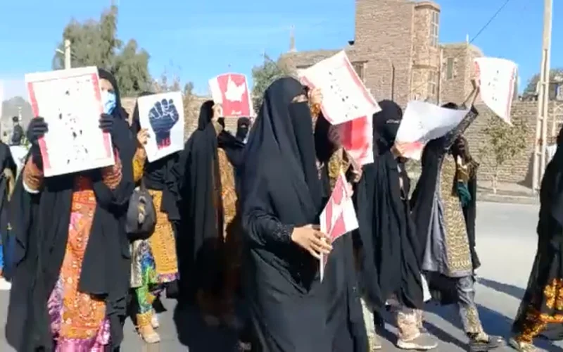 Iranian Baluch men and women continued revolution, chanted, 